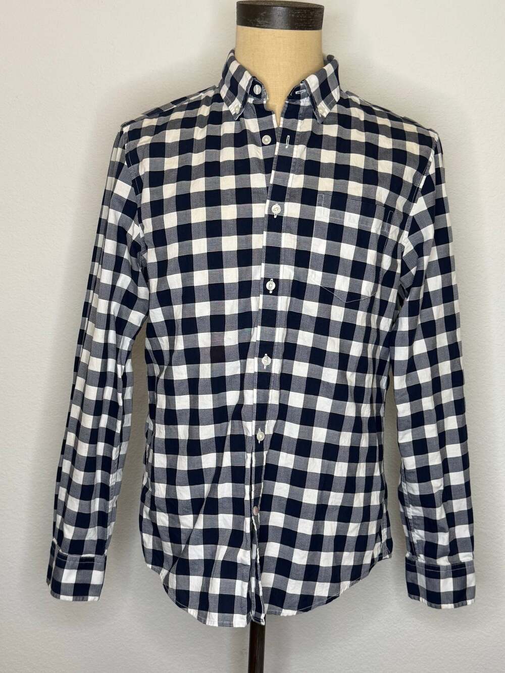 Tommy Hilfiger checked Button Up dress shirt Navy Custom Fit Men Size M